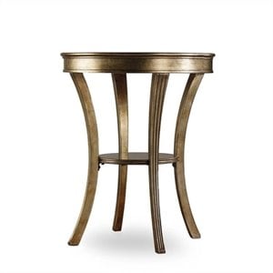 Bowery Hill Contemporary Round Mirrored Accent Table in Visage