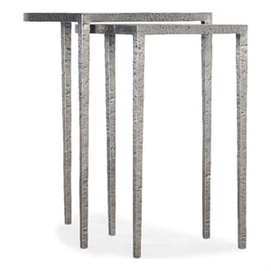 bowery hill contemporary metal nesting tables in silver finish