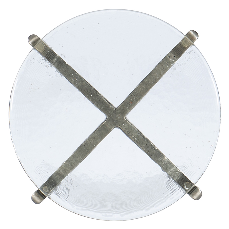 Bowery Hill Contemporary Metal and Glass Table in Silver Finish