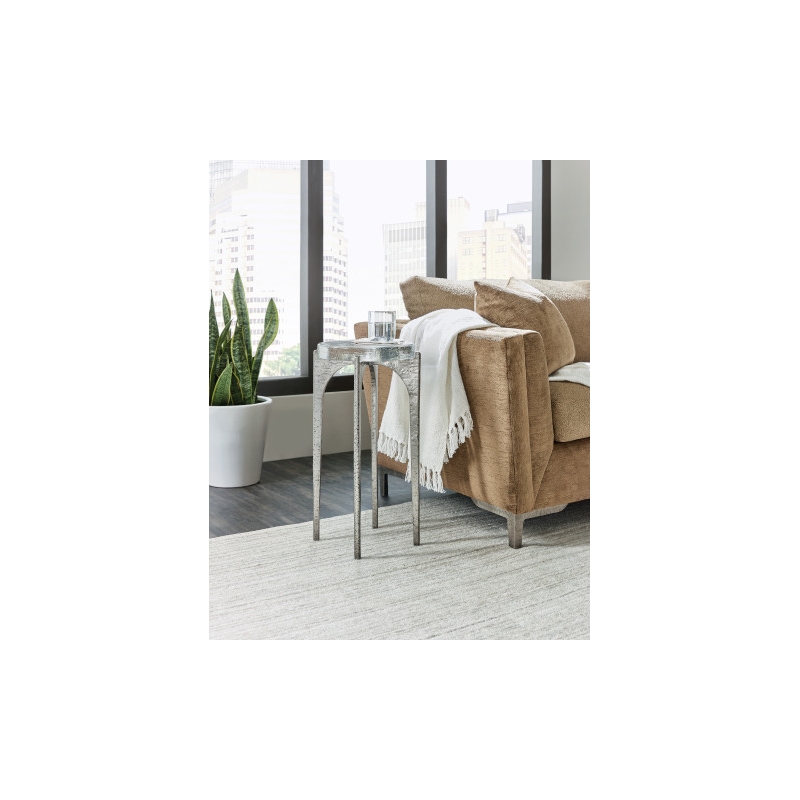 Bowery Hill Contemporary Metal and Glass Table in Silver Finish