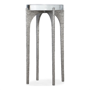 Bowery Hill Contemporary Metal and Glass Table in Silver Finish