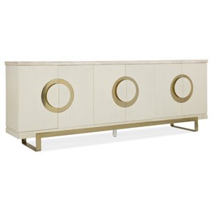 Bowery Hill Contemporary Media Credenza in Cream and Gold Finish