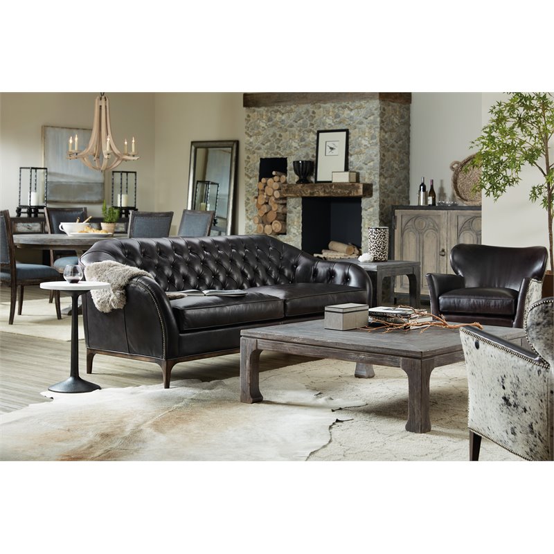 Bowery Hill Living Room Table - Sandblasted and waxed marble top