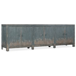 bowery hill contemporary media console in distressed antique blue