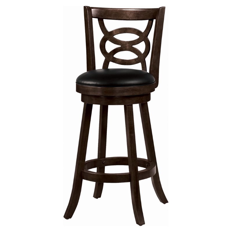 Bowery Hill Traditional Wood Swivel Bar Stools in Cappuccino