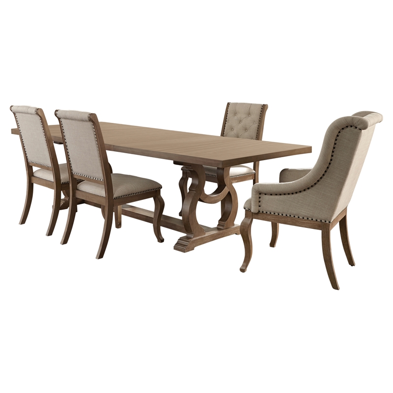 Bowery Hill 5-piece Rectangular Trestle Wood Dining Set Barley Brown