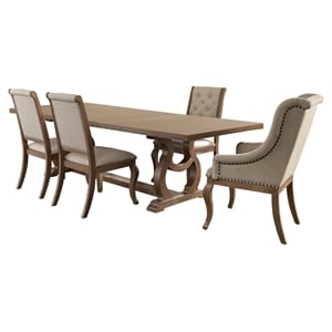 Bowery Hill 5-piece Rectangular Trestle Wood Dining Set Barley Brown