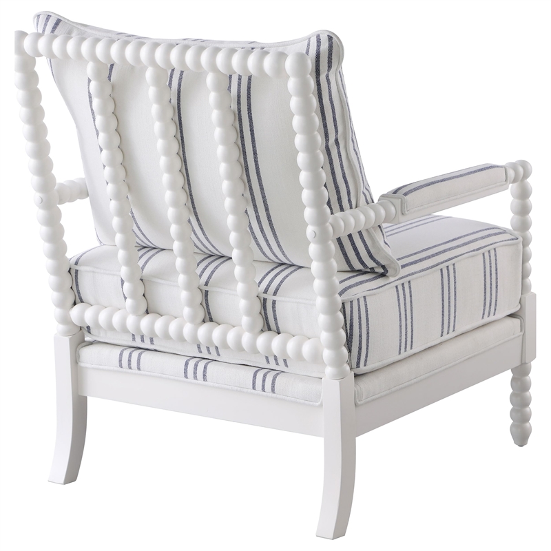 Bowery Hill Fabric Upholstered Accent Chair with Spindle White and Navy