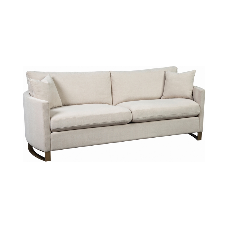 Bowery Hill 2Pc Contemporary Upholstered Arched Arms Chenille Sofa Set in Beige