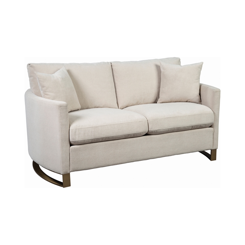 Bowery Hill 2Pc Contemporary Upholstered Arched Arms Chenille Sofa Set in Beige