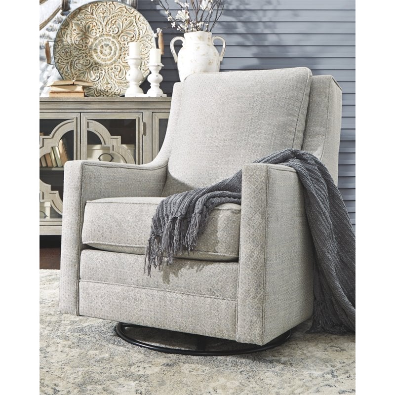 Bowery Hill Contemporary Swivel Glider Accent Chair in Frost