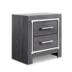 Bowery Hill Contemporary 2 Drawer Nightstand with USB in Gray
