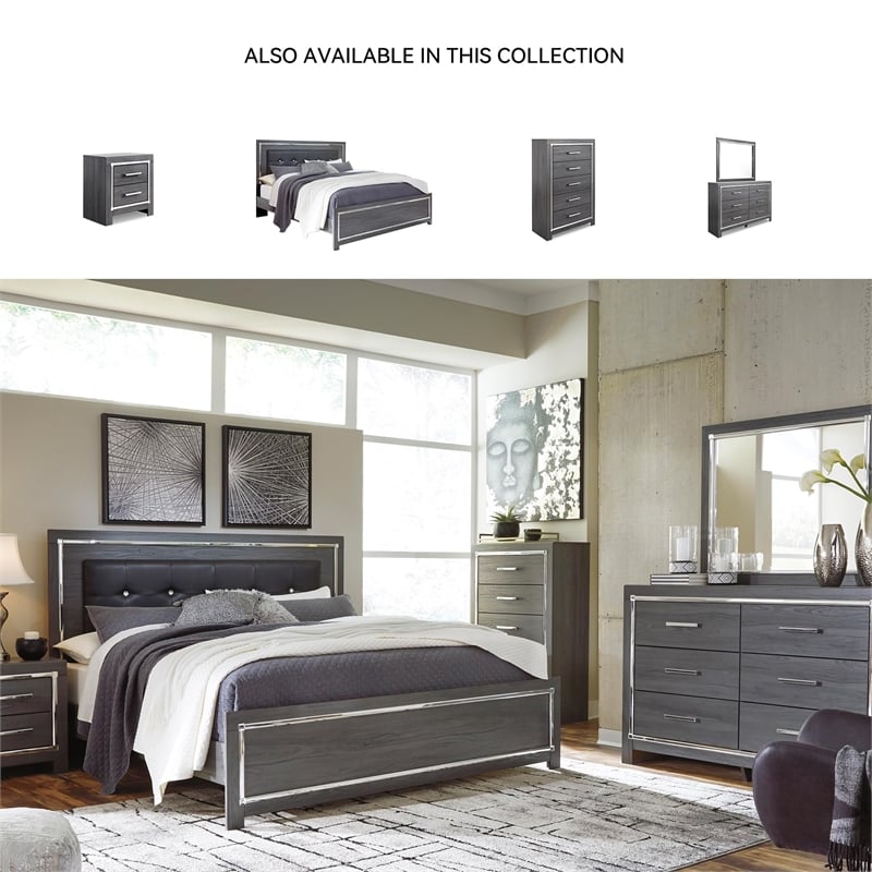 Bowery Hill Contemporary 2 Drawer Nightstand with USB in Gray