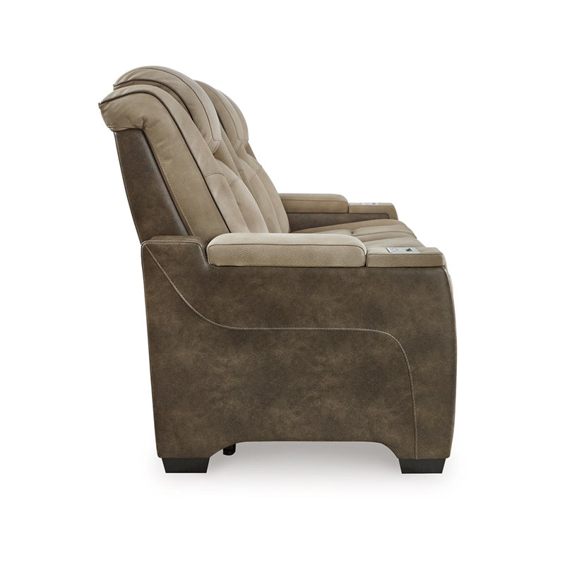 Bowery Hill Modern Faux Leather Power Reclining Sofa in Brown