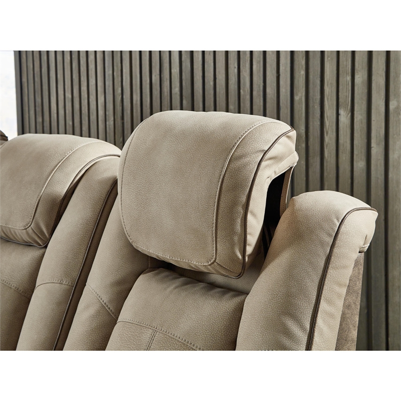 Bowery Hill Modern Faux Leather Power Reclining Sofa in Brown