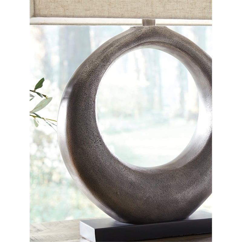 Bowery Hill Contemporary Aluminum Table Lamp in Antique Silver