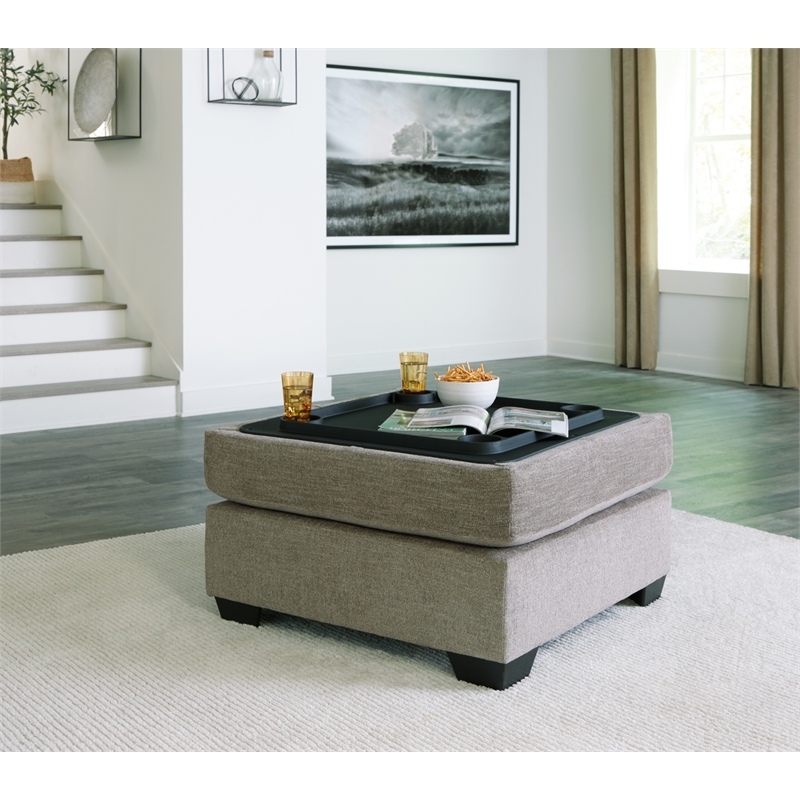 Bowery Hill Modern Fabric Ottoman with Storage in Gray & Black