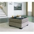 Bowery Hill Modern Fabric Ottoman with Storage in Gray & Black