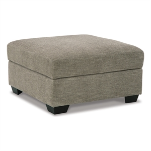 Bowery Hill Modern Fabric Ottoman with Storage in Gray & Black