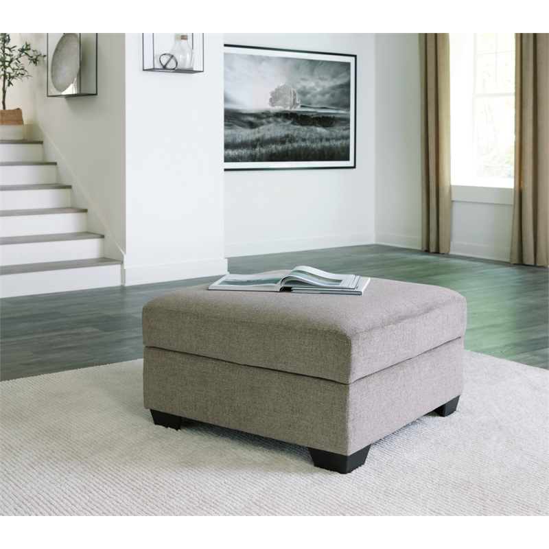 Bowery Hill Modern Fabric Ottoman with Storage in Gray & Black
