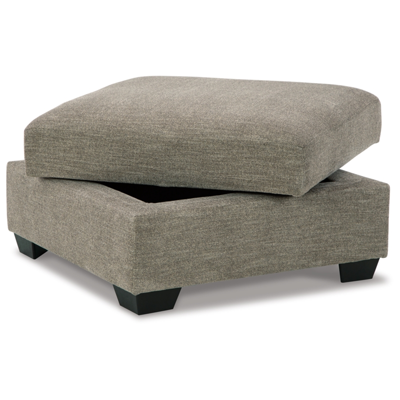 Bowery Hill Modern Fabric Ottoman with Storage in Gray & Black