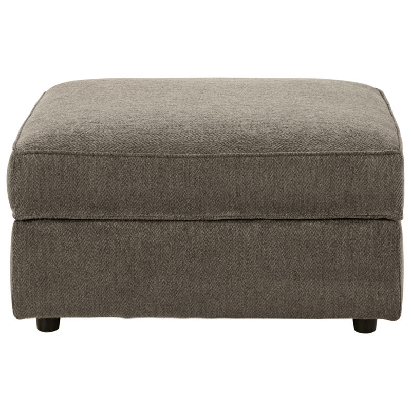 Bowery Hill Modern Fabric Ottoman with Storage in Gray & Black