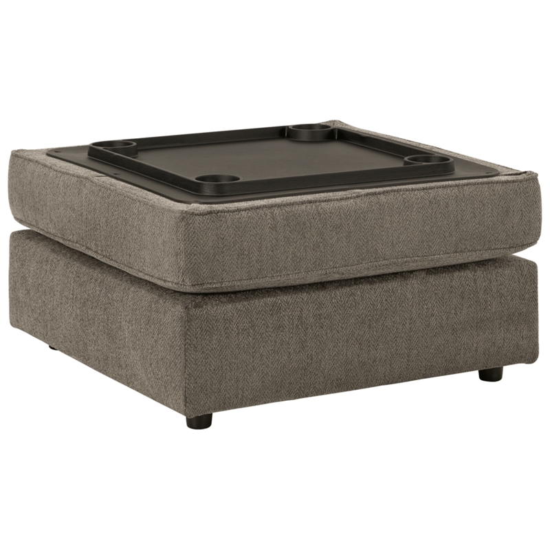 Bowery Hill Modern Fabric Ottoman with Storage in Gray & Black