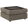 Bowery Hill Modern Fabric Ottoman with Storage in Gray & Black