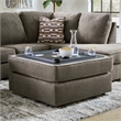 Bowery Hill Modern Fabric Ottoman with Storage in Gray & Black