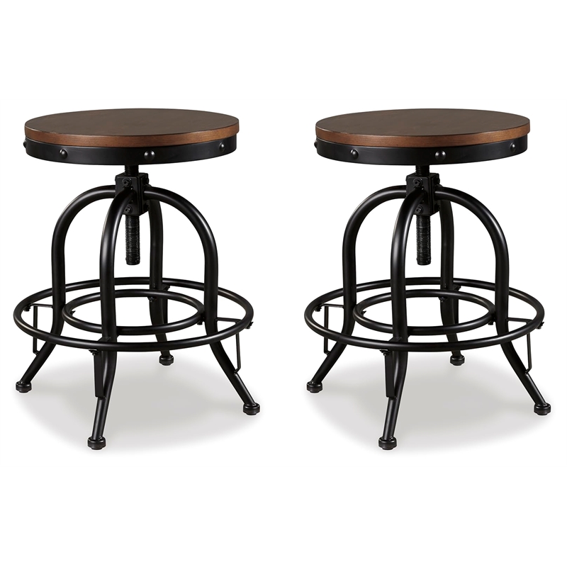 Bowery Hill Adjustable Swivel Counter Stool in Brown and Black