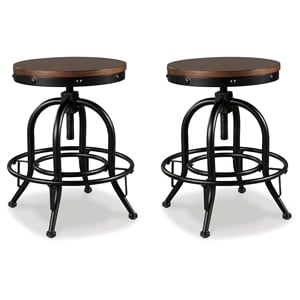 Bowery Hill Adjustable Swivel Counter Stool in Brown and Black