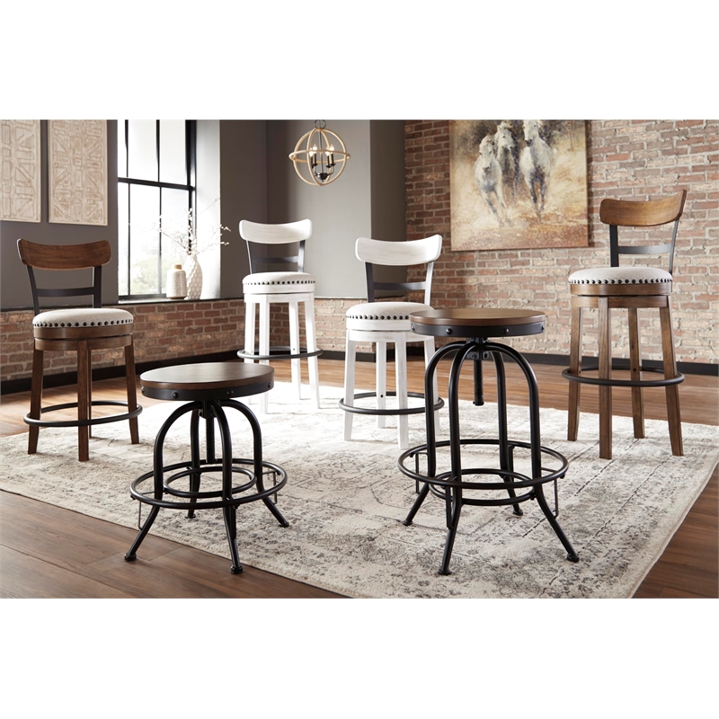 Bowery Hill Adjustable Swivel Counter Stool in Brown and Black