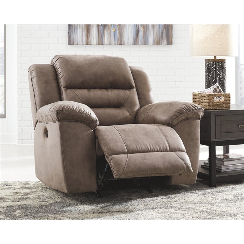 Bowery Hill Contemporary Power Rocker Recliner in Fossil Finish