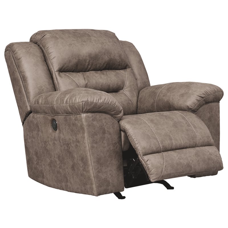 Bowery Hill Contemporary Power Rocker Recliner in Fossil Finish