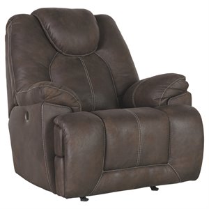 bowery hill contemporary power rocker recliner in coffee finish