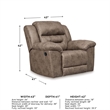 Bowery Hill Contemporary fabric Rocker Recliner in Fossil Finish