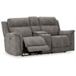 Bowery Hill Contemporary Faux Leather Reclining Loveseat in Gray