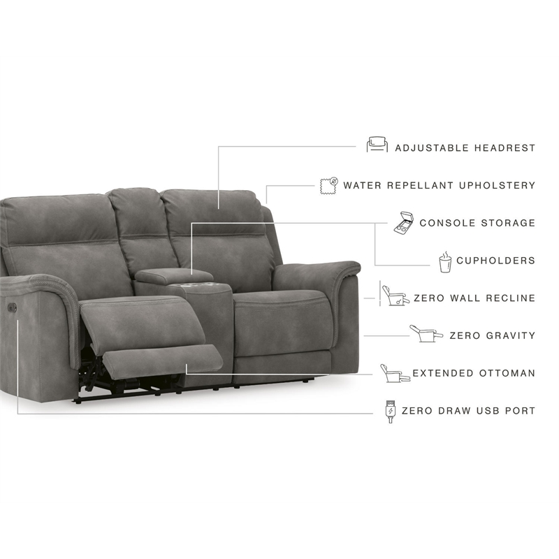 Bowery Hill Contemporary Faux Leather Reclining Loveseat in Gray