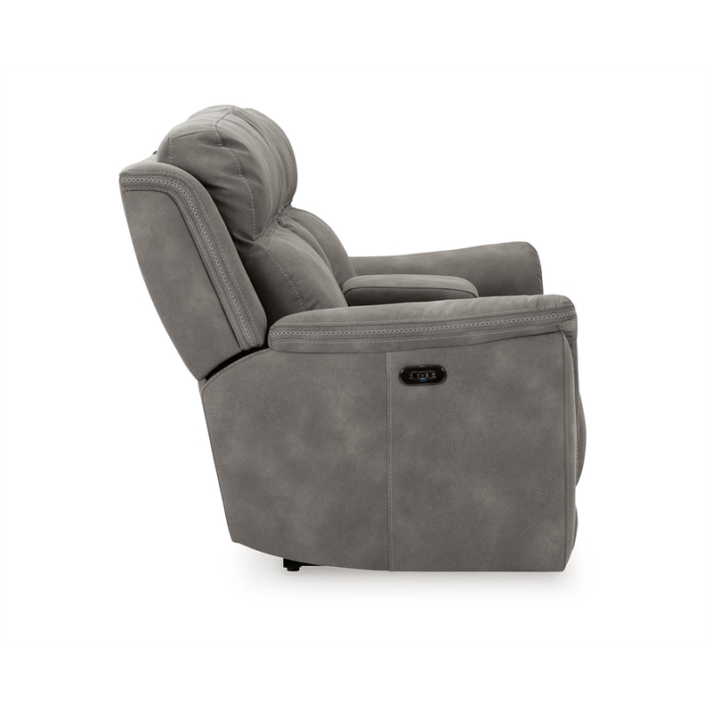 Bowery Hill Contemporary Faux Leather Reclining Loveseat in Gray