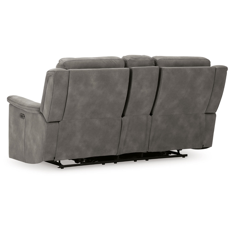 Bowery Hill Contemporary Faux Leather Reclining Loveseat in Gray