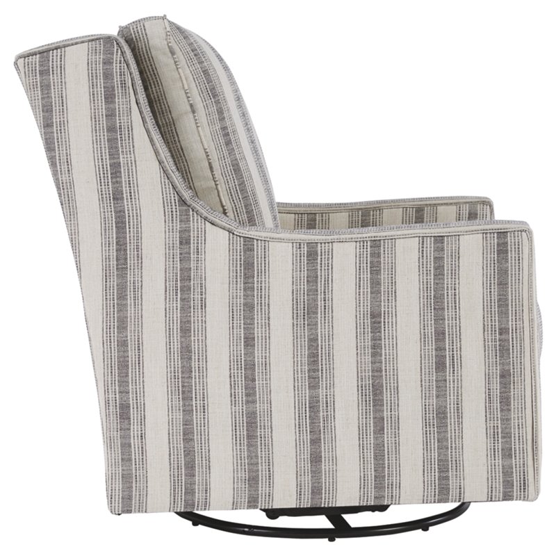 Bowery Hill Modern Swivel Glider Accent Chair in Ivory and Black