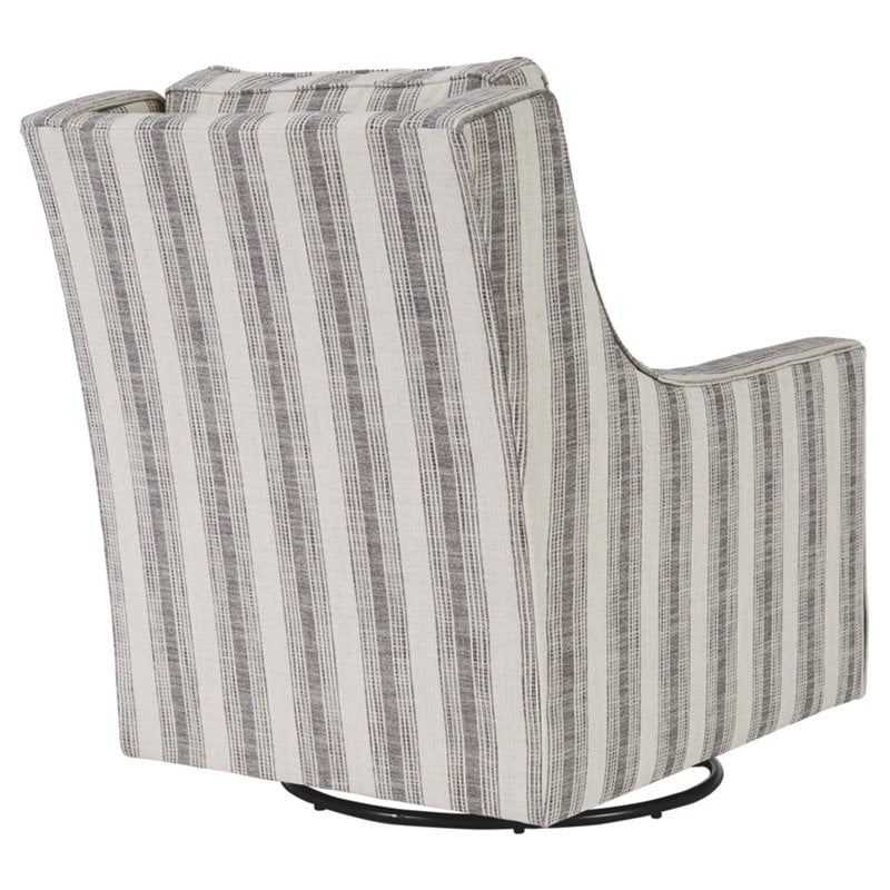 Bowery Hill Modern Swivel Glider Accent Chair in Ivory and Black