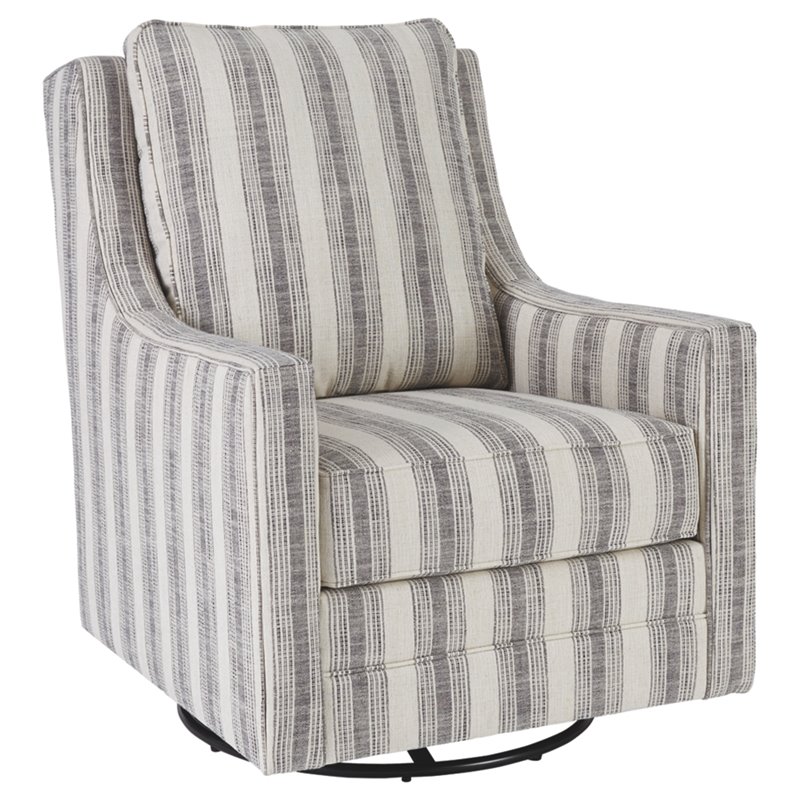 Bowery Hill Modern Swivel Glider Accent Chair in Ivory and Black