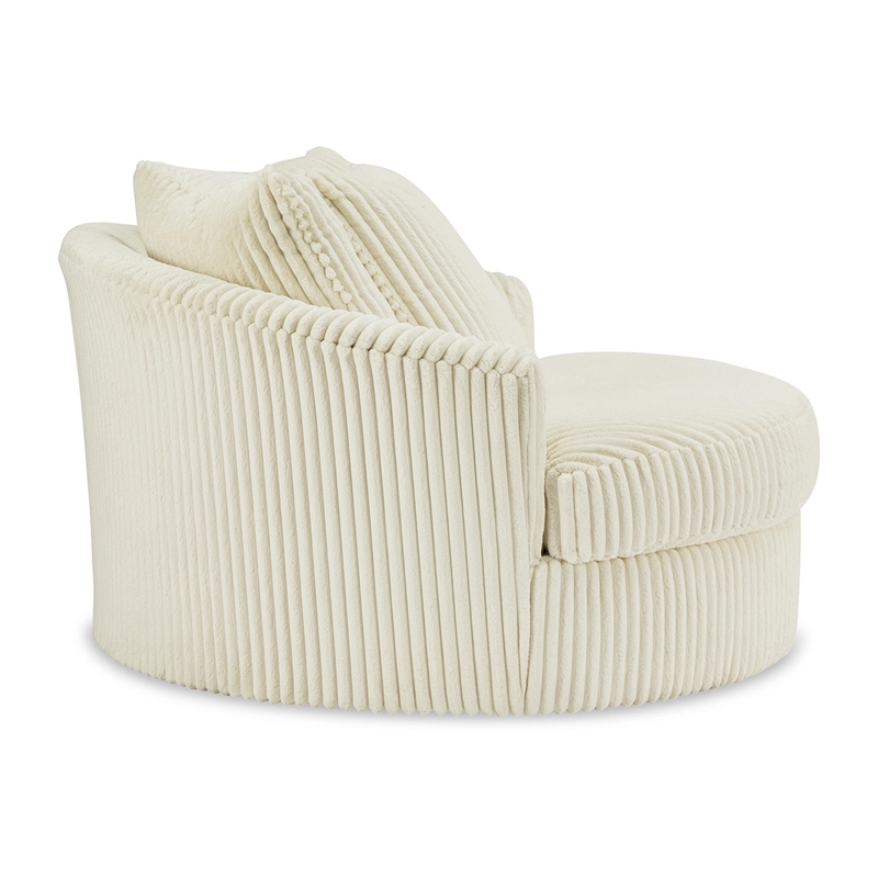 Bowery Hill Modern Oversized Swivel Fabric Accent Chair in Ivory