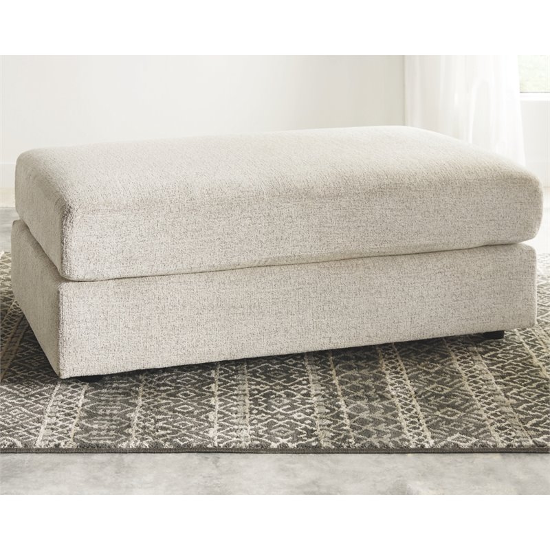 Bowery Hill Contemporary Oversized Accent Ottoman in Stone Finish