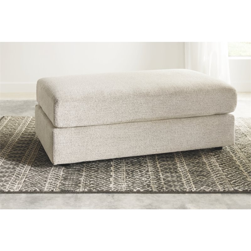 Bowery Hill Contemporary Oversized Accent Ottoman in Stone Finish