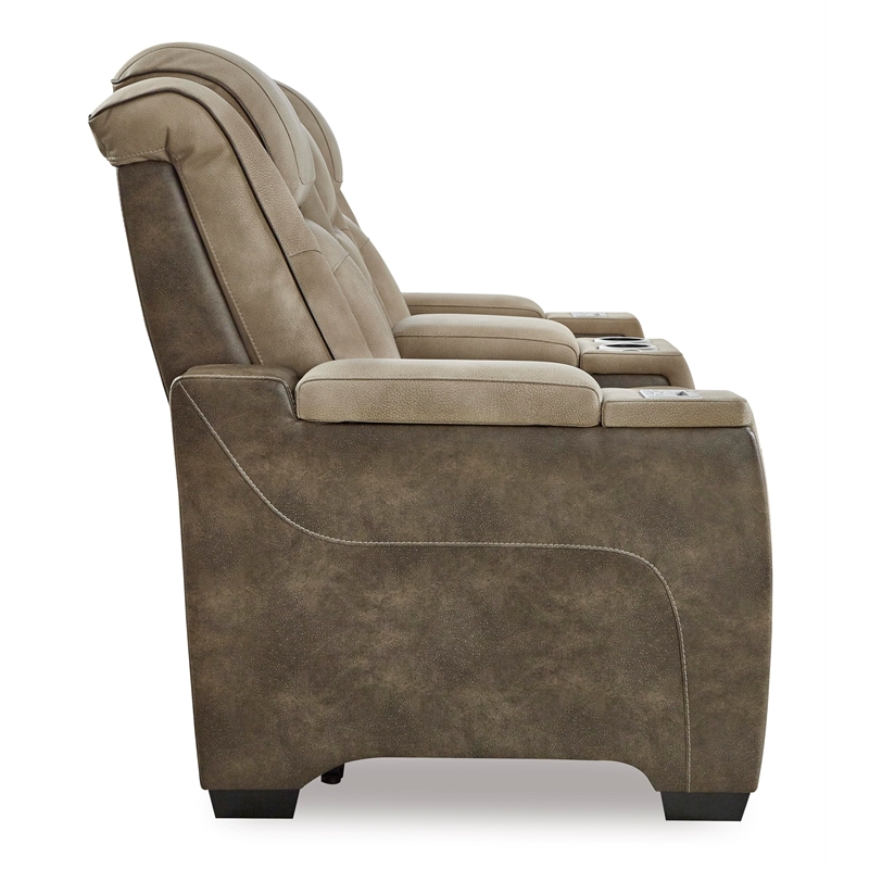 Bowery Hill Contemporary Faux Leather Reclining Loveseat in Brown