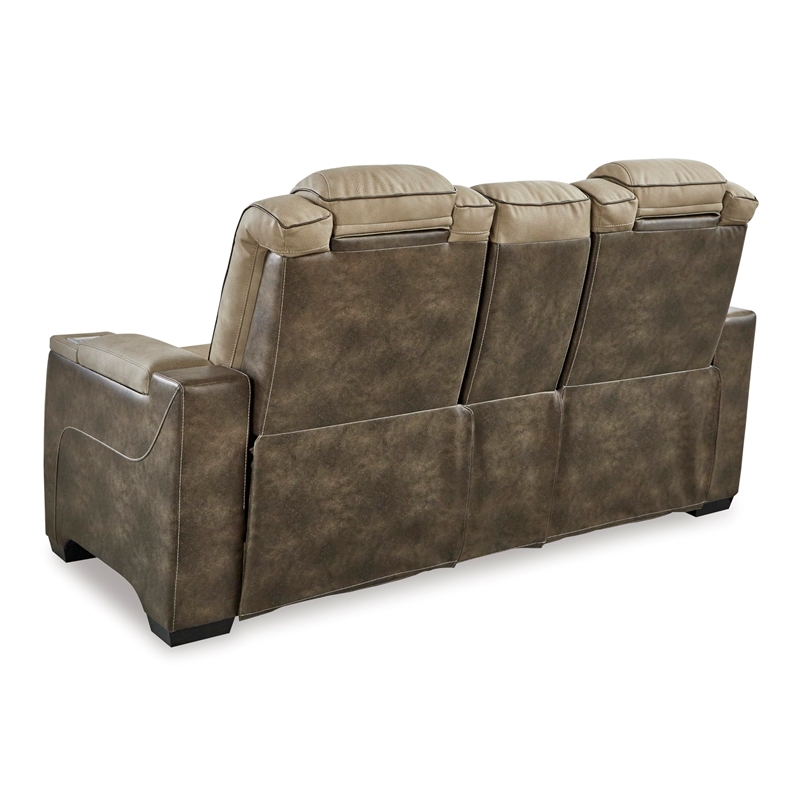 Bowery Hill Contemporary Faux Leather Reclining Loveseat in Brown