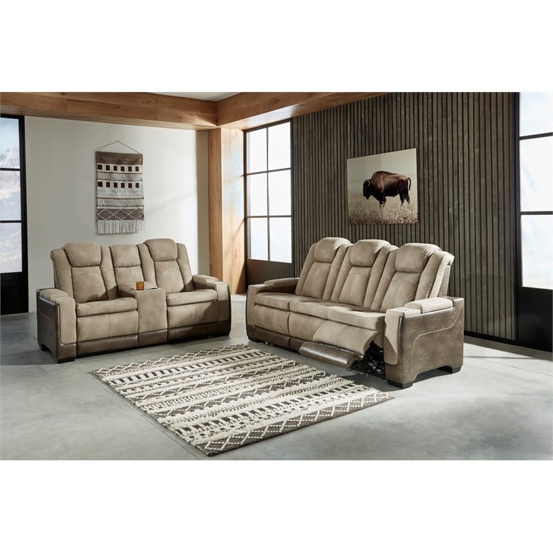Bowery Hill Contemporary Faux Leather Reclining Loveseat in Brown