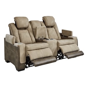 Bowery Hill Contemporary Faux Leather Reclining Loveseat in Brown